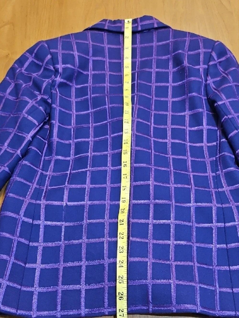 Vintage Christian Dior Boutique Purple Blue Plaid Double-Breasted Blazer(Medium)